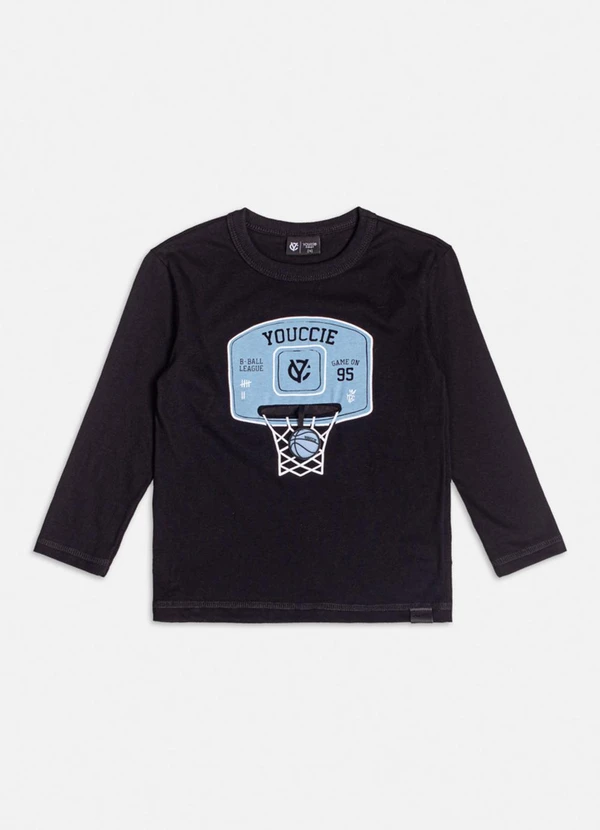 Youccie - Camiseta Preta com Estampa de Basquete Preto 5