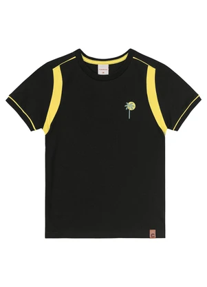 Carinhoso - Camiseta Preta Palmeira em Puff Menino - CARINHOSO