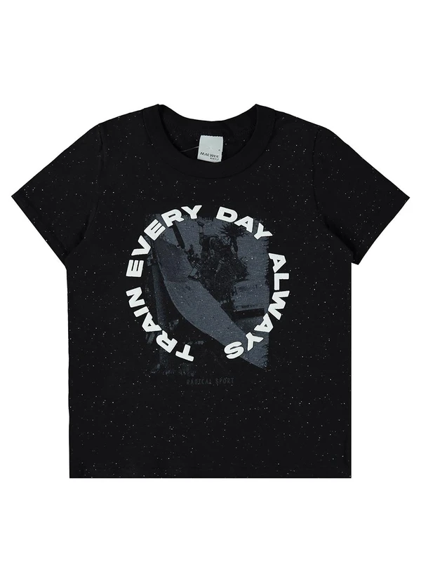 Malwee Kids - Camiseta Preto Surf em Botonê Menino