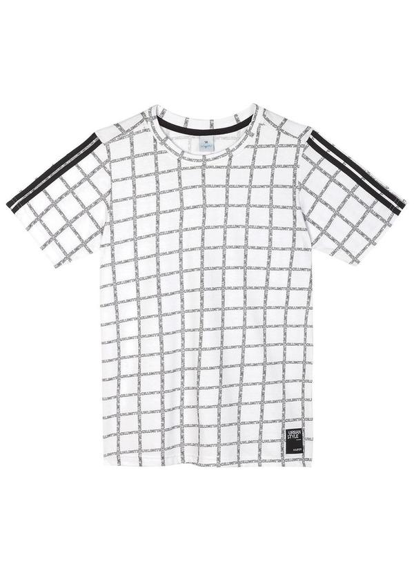 Hapier - Camiseta Quadriculada Juvenil Masculina Branco