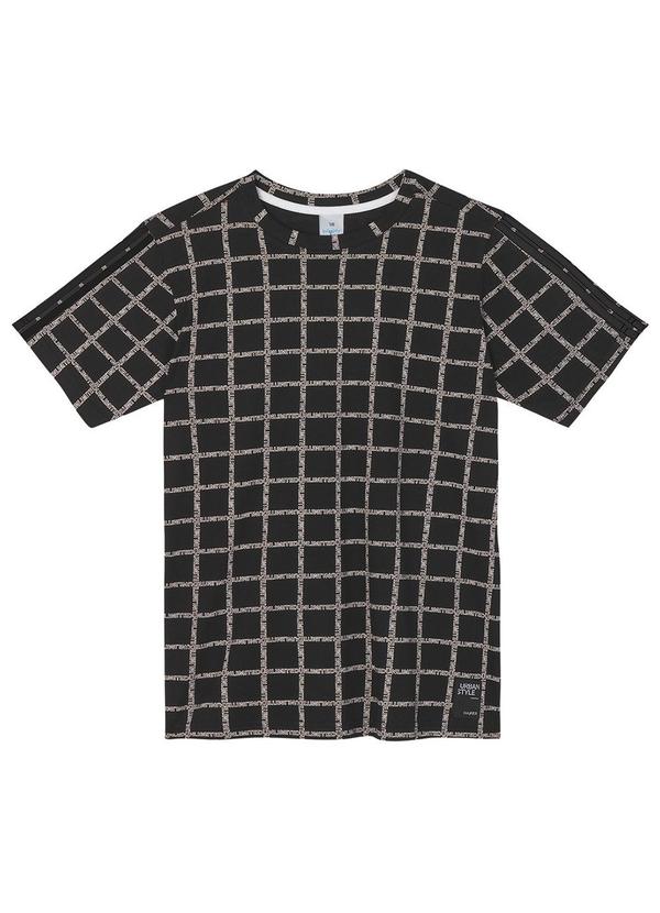 Hapier - Camiseta Quadriculada Juvenil Masculina Preto