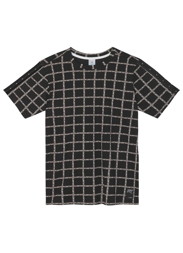 Hapier - Camiseta Quadriculada Juvenil Masculina Preto