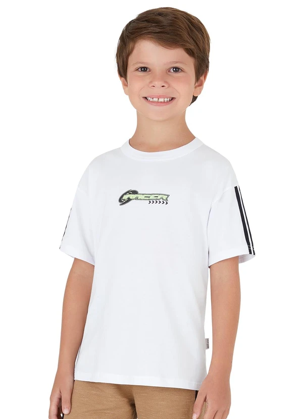 Malwee Kids - Camiseta Racer em Malha Branco
