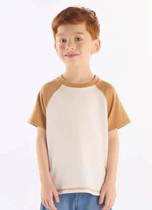 Up Baby - Camiseta Raglan em Suedine Infantil Branco - UP BABY