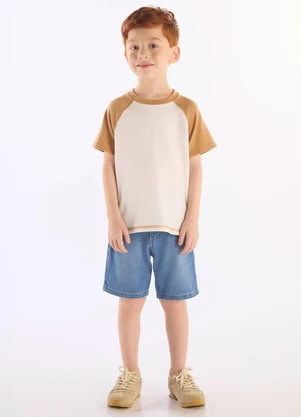 Up Baby - Camiseta Raglan em Suedine Infantil Branco - UP BABY