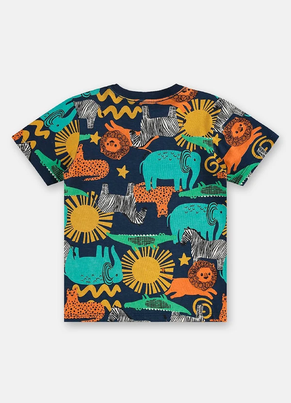 Up Baby - Camiseta Safári Infantil em Algodão Azul 4