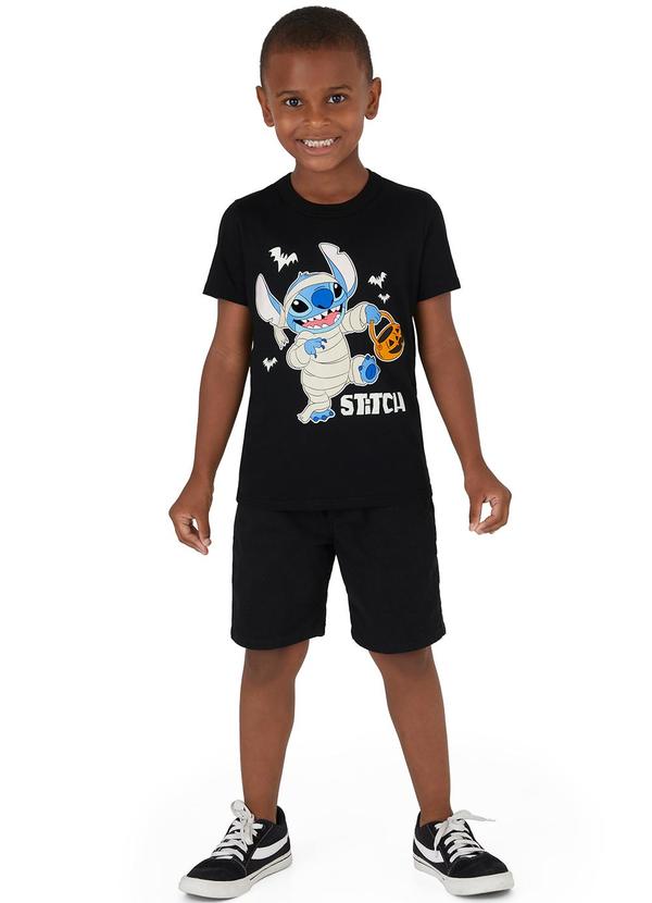 Malwee Kids - Camiseta Stitch Brilha no Escuro Preto 2