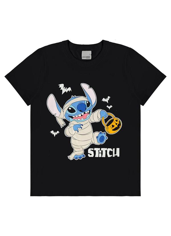 Malwee Kids - Camiseta Stitch Brilha no Escuro Preto 4