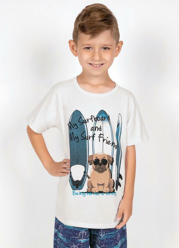 Outlet - Camiseta Surf e Cachorro Branca