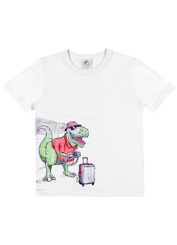 Alenice - Camiseta T-Rex Aventureiro Menino Branco