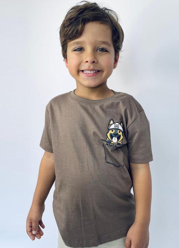 Miniman - Camiseta T Shirt Dog Bolso Marrom