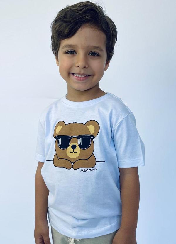 Miniman - Camiseta T Shirt Urso Descolado Branco