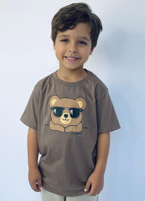 Miniman - Camiseta T Shirt Urso Descolado Marrom