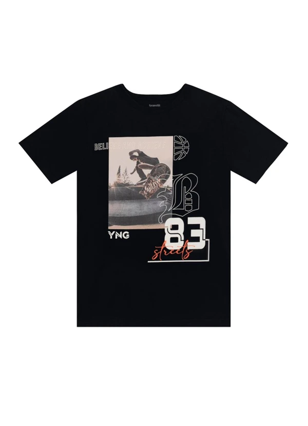 Brandili - Camiseta Teen Menino de Skate Preto