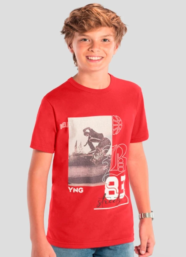 Brandili - Camiseta Teen Menino de Skate Vermelho