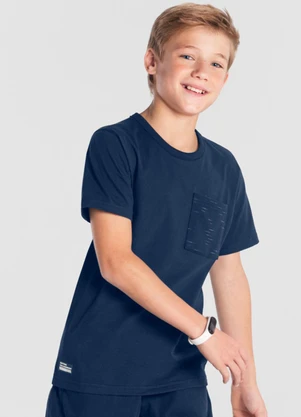 Brandili - Camiseta Teen Menino em Malha Azul - BRANDILI