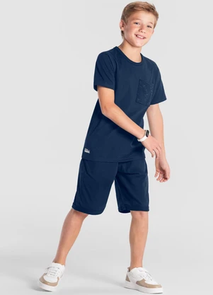 Brandili - Camiseta Teen Menino em Malha Azul - BRANDILI