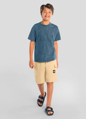 Brandili - Camiseta Teen Menino em Meia Malha Azul - BRANDILI