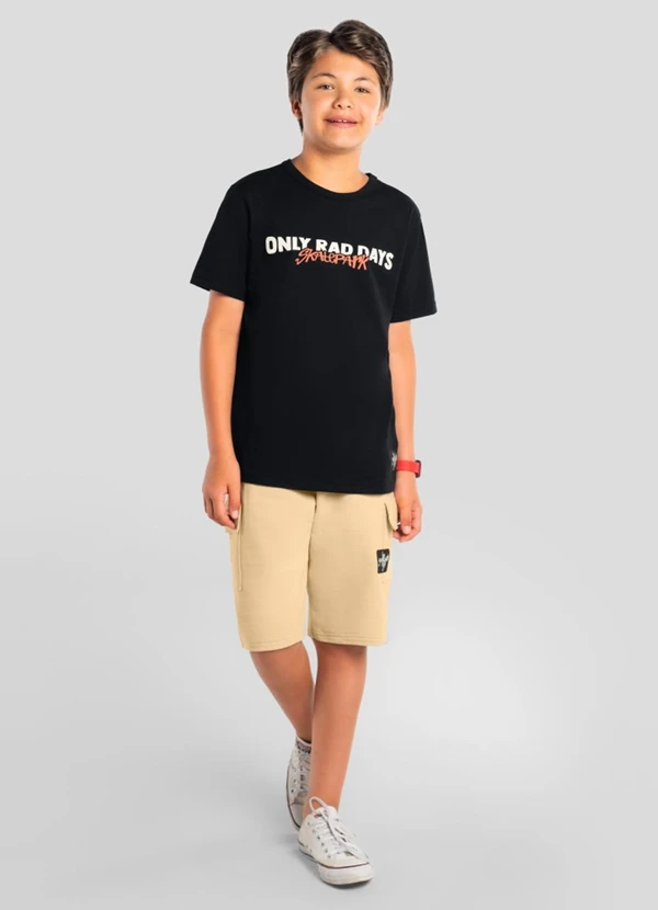 Brandili - Camiseta Teen Menino em Meia Malha Preto