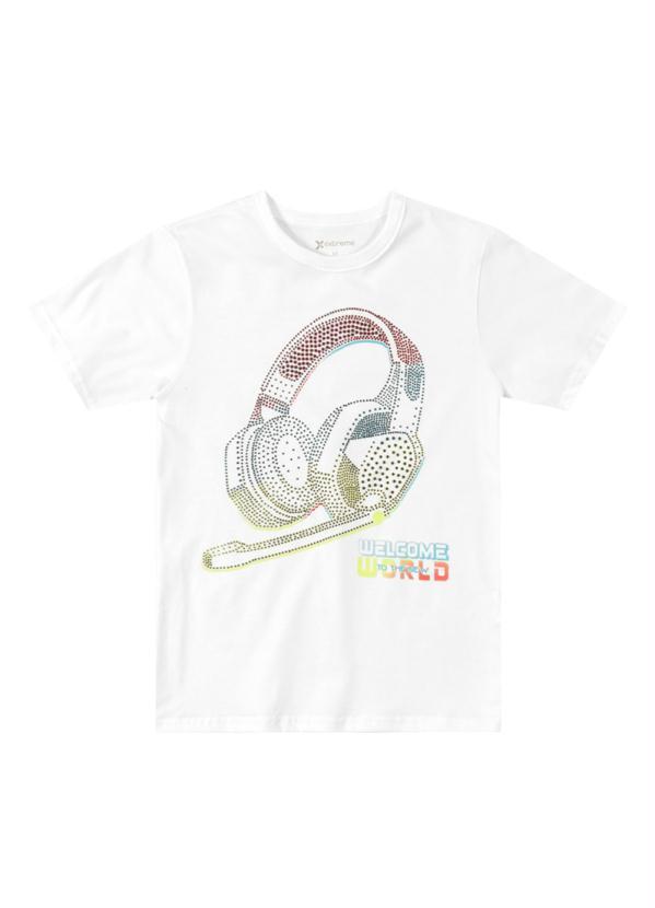 Extreme - Camiseta Teen Menino Fone de Ouvido Branco