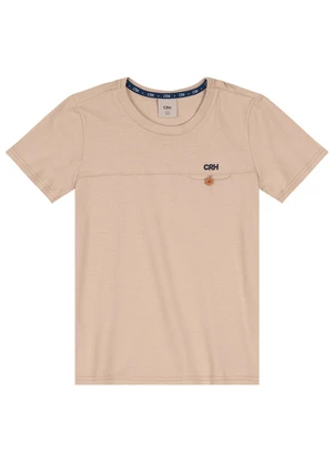 Carinhoso - Camiseta Tradicional em Malha Menino Bege - CARINHOSO