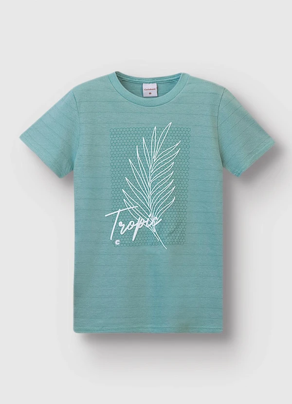 Carinhoso - Camiseta Tropic em Malha Linho Azul Turquesa