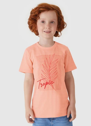 Carinhoso - Camiseta Tropic em Malha Linho Salmão - CARINHOSO