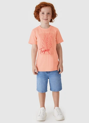 Carinhoso - Camiseta Tropic em Malha Linho Salmão - CARINHOSO