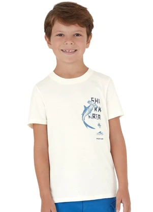 Malwee Kids - Camiseta Tubarão Martelo em Malha Off White - MALWEE KIDS