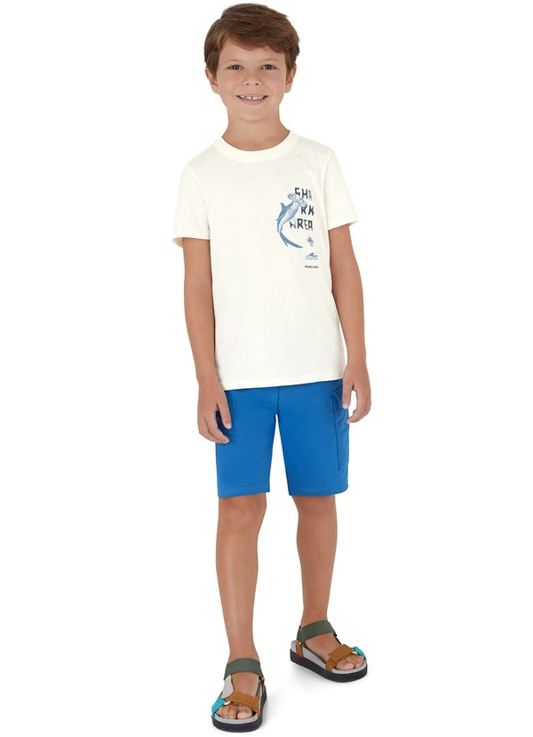 Malwee Kids - Camiseta Tubarão Martelo em Malha Off White 2