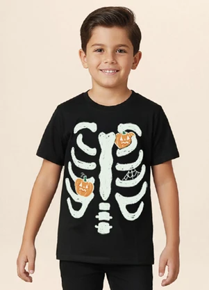 Malwee Kids - Camiseta Unissex Esqueleto Preto - MALWEE KIDS