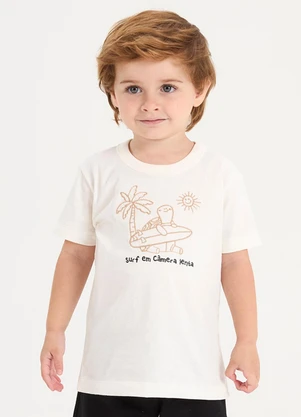 Rovi Kids - Camiseta Verão Menino com Bordado Bege - ROVI KIDS