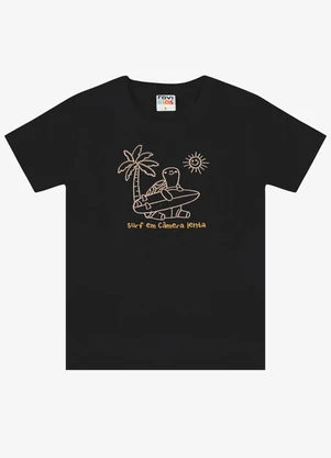 Rovi Kids - Camiseta Verão Menino com Bordado Preto - ROVI KIDS