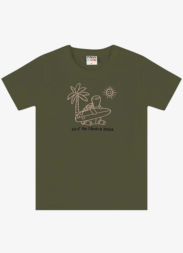 Rovi Kids - Camiseta Verão Menino com Bordado Verde