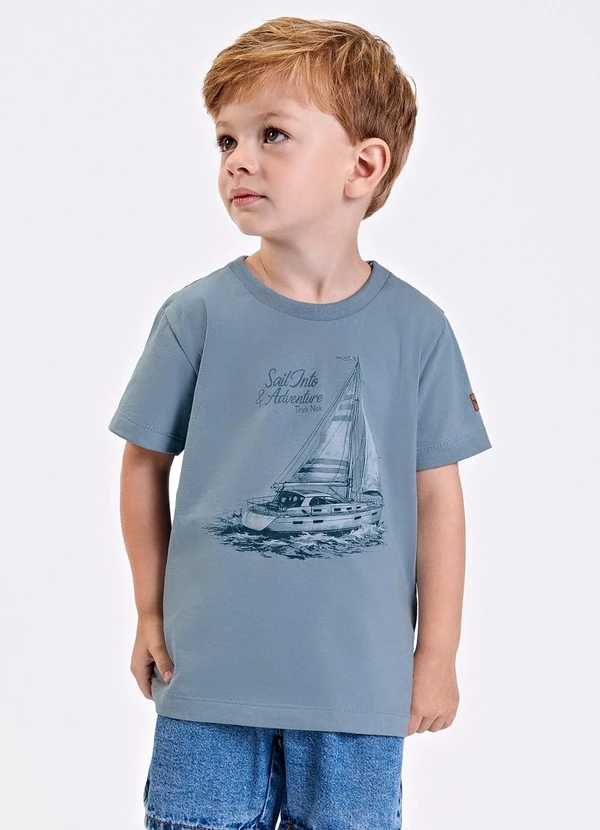 Trick Nick - Camiseta Verão Menino Meia Malha Azul