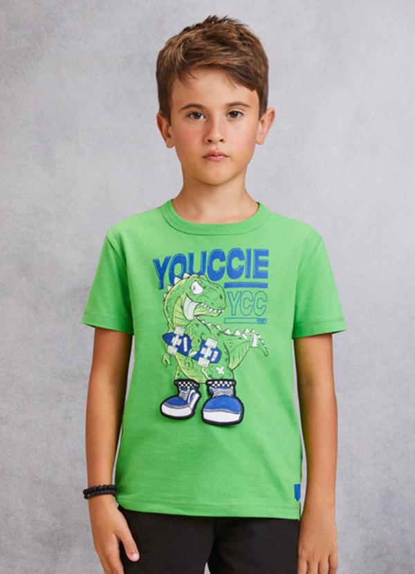 Youccie - Camiseta Verde Dinossauro Skatista Verde