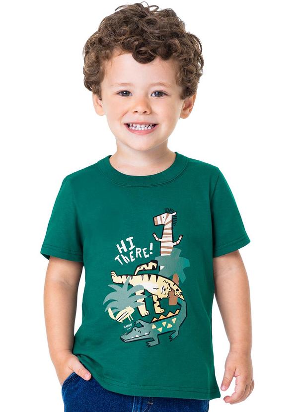 Malwee Kids - Camiseta Verde Esmeralda Hi There Menino