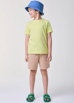 Bimbi - Camiseta Verde Lima Básica Amarelo - BIMBI
