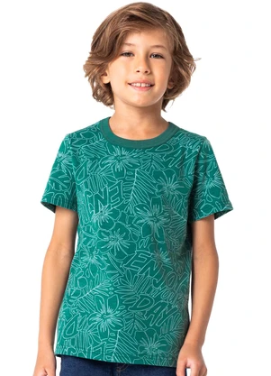 Malwee Kids - Camiseta Verde Tradicional Tropical Menino - MALWEE KIDS