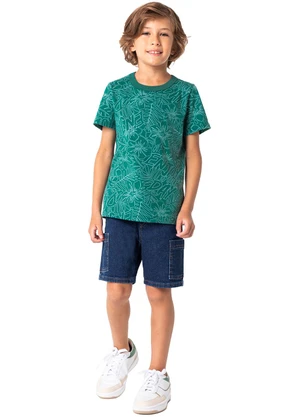 Malwee Kids - Camiseta Verde Tradicional Tropical Menino - MALWEE KIDS