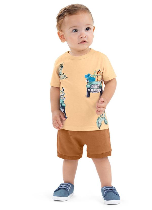 Alenice - Camiseta Viagem com Amigos Menino Laranja