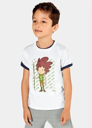Lilica Ripilica - Camiseta Vito Manga Curta Mundo Ripilica Branco - LILICA RIPILICA
