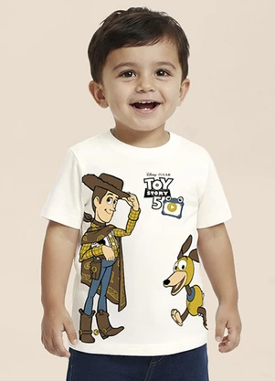 Malwee Kids - Camiseta Woody & Slinky Disney Pixar® Off White - MALWEE KIDS