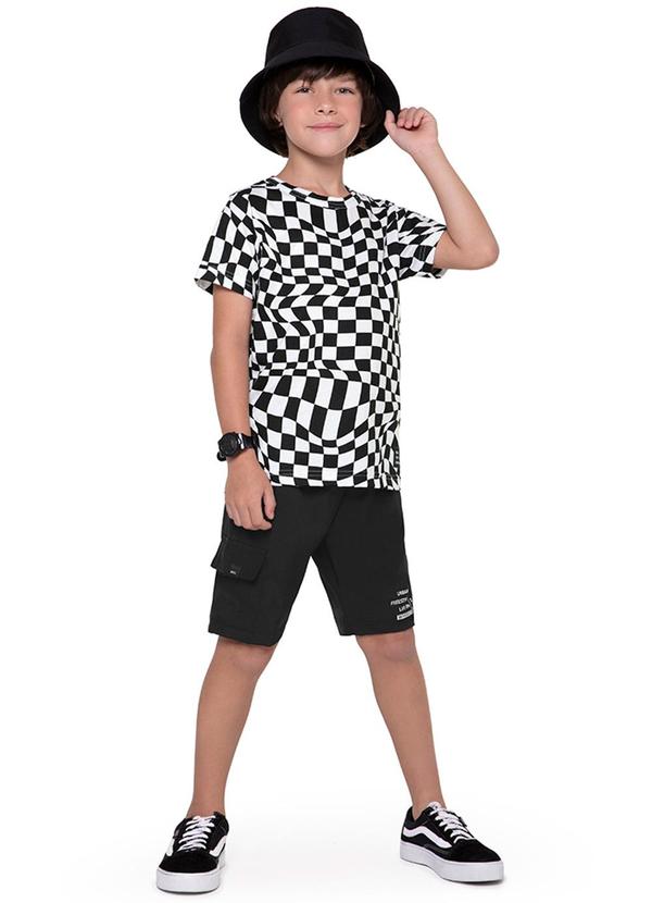 Marisol - Camiseta Xadrez Masculina Preto 2