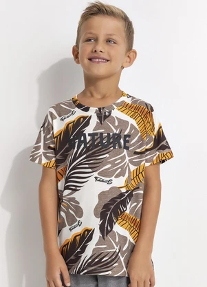 Camiseta com Estampa Folhas (Bege) - undefined