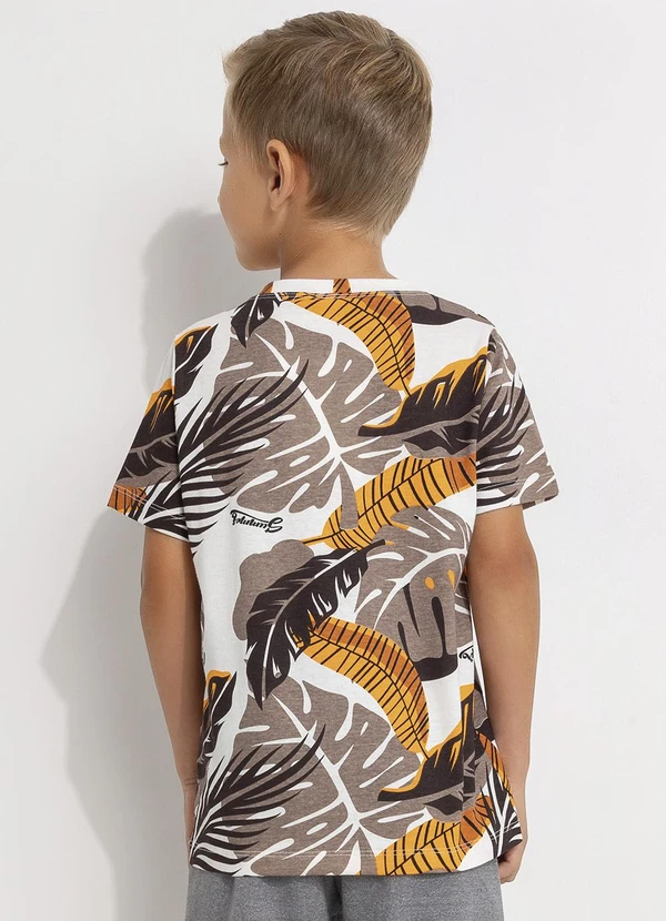 - Camiseta com Estampa Folhas Bege 2