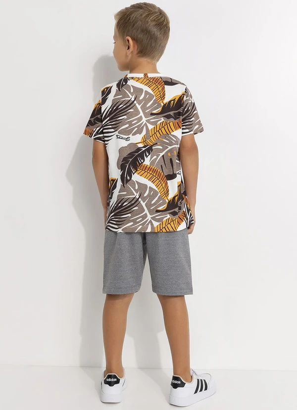 - Camiseta com Estampa Folhas Bege 3