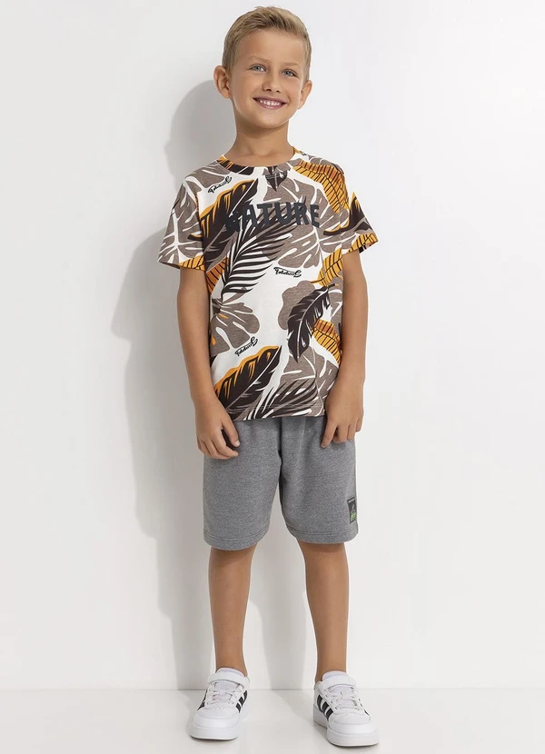 - Camiseta com Estampa Folhas Bege 4