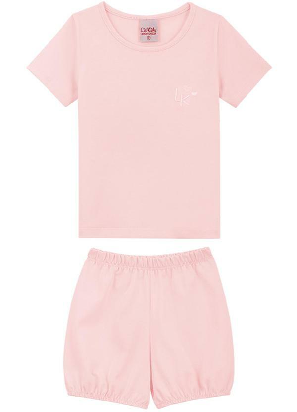 Lik Kids - Conjunto Blusa e Bombachinha em Cotton Rosa
