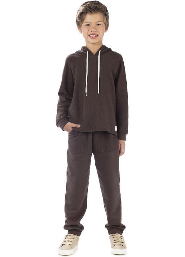 Lik Boys - Conjunto Blusão com Capuz e Calça Marrom